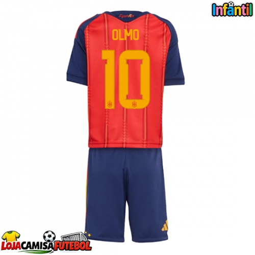 Camisa de Futebol Espanha Dani Olmo #10 Equipamento Principal Infantil Mundo 2026 Manga Curta (+ Calças curtas)